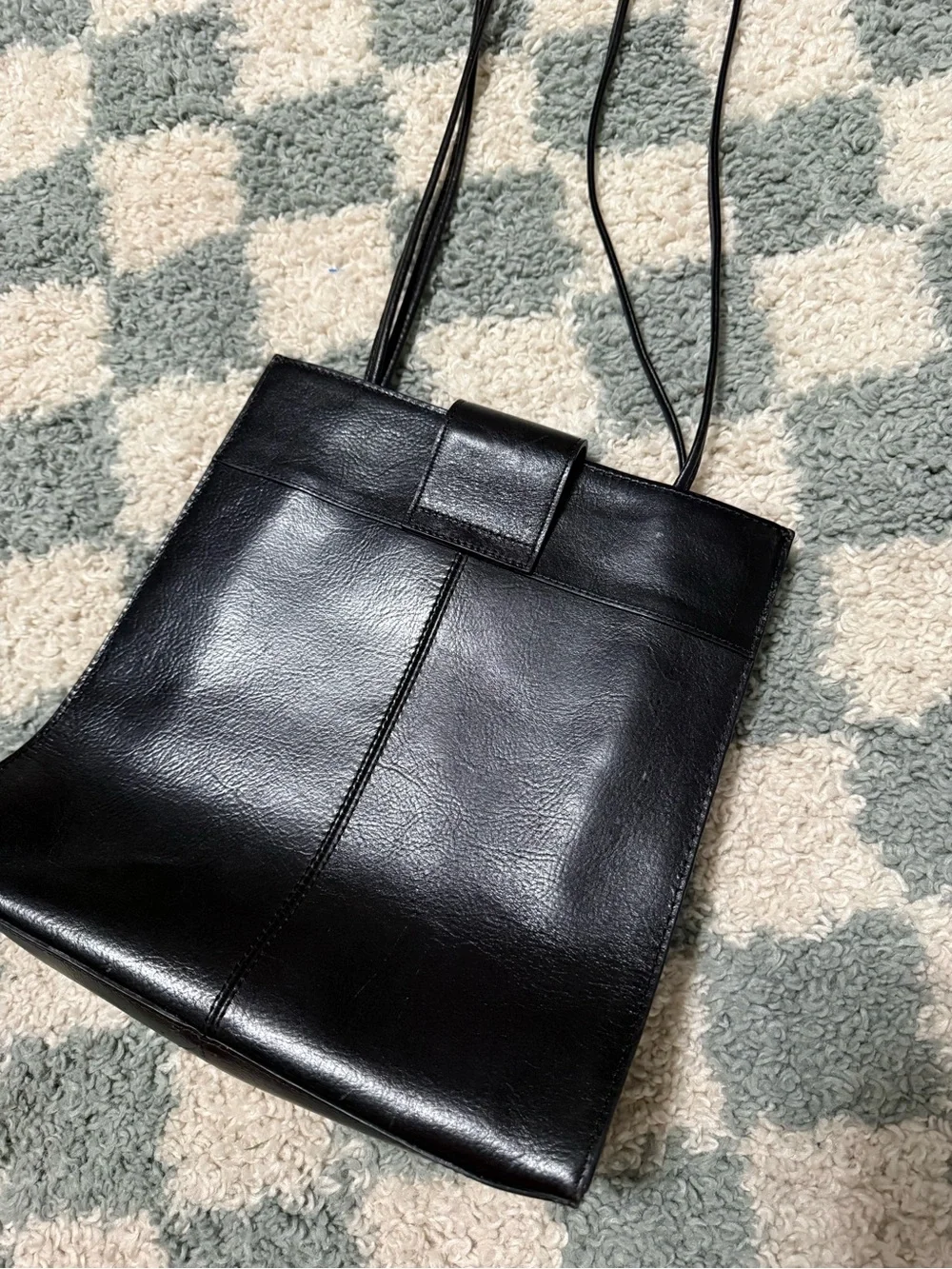 Pelle Studio Black Leather Shoulder Structured Tote Bag Sleek City Silver Clasp